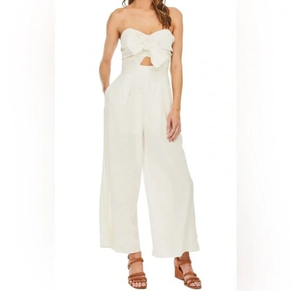 ASTR THE LABEL LINEN BLEND JUMPSUIT